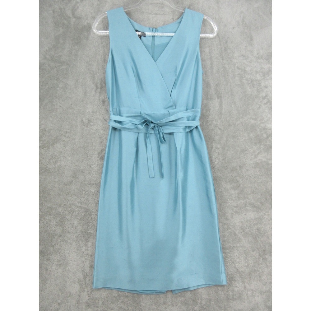 Talbots Dress Womens Size 4 Silk Belted Sheath Party Office Evening Event Blue